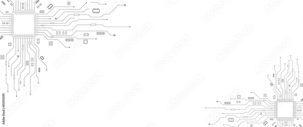 Aufkleber abstract technology circuit board background. grey white abstract technology background. digital tec