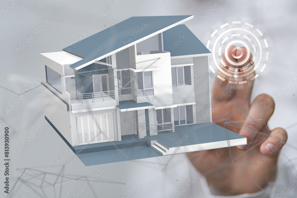 Aufkleber home choice Big data and artificial intelligence concept. Machine learning and cyber mind domination - connection