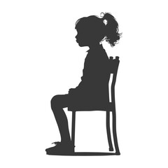 Silhouette little girl sitting in the chair black color only