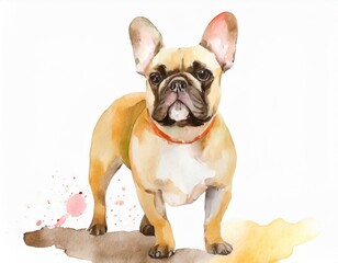 Fototapeta premium Beżowy buldog francuski ilustracja