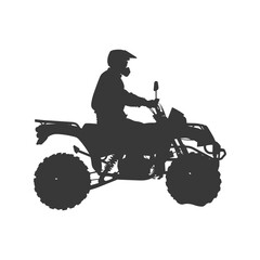 Silhouette man riding ATV black color only