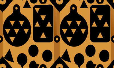 Black brown pattern, seamless, triangle, circle
