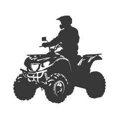 Silhouette man riding ATV black color only