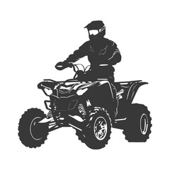 Silhouette man riding ATV black color only
