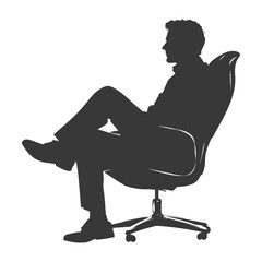 Silhouette man sitting in the chair black color only