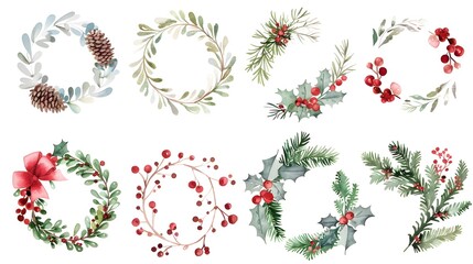 Elegant Christmas Wreath Arrangements with Pinecones Holly and Evergreen Foliage