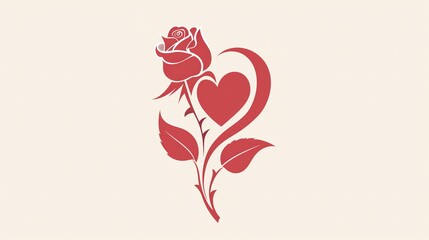 beige background with abstract red rose