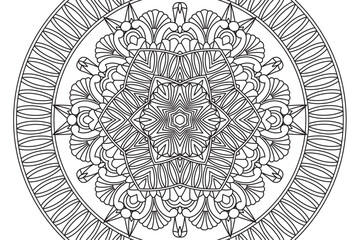 Mandala Coloring page for relaxation and meditation for kids and adults. Circular pattern. Decorative ornament ethnic oriental style. line art drawing coloring page. Vector illustration