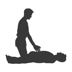 Silhouette Physiotherapist in action full body black color only