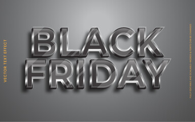 Black friday glass style editable 3d vector text effect