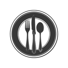 Silhouette Plate with cutlery black color only