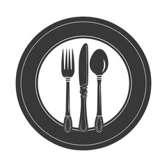 Silhouette Plate with cutlery black color only