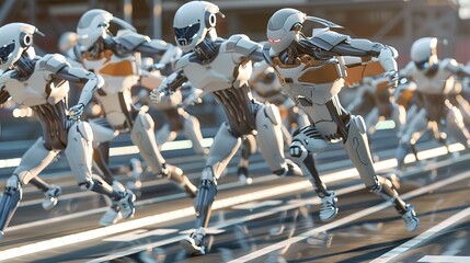 In a relay race, humans pass the baton to robots in a sprint
