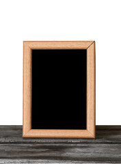 vintage photo-frame on old table, png
