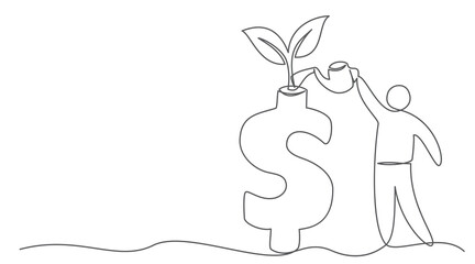 Investment One line drawing on white background