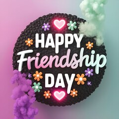 The background of Happy Friendship Day features colorful flowers and love.
