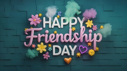 The background of Happy Friendship Day features colorful flowers and love.
