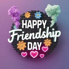 The background of Happy Friendship Day features colorful flowers and love.