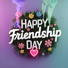 The background of Happy Friendship Day features colorful flowers and love.