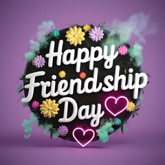 The background of Happy Friendship Day features colorful flowers and love.