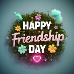 The background of Happy Friendship Day features colorful flowers and love.