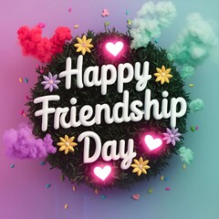 The background of Happy Friendship Day features colorful flowers and love.