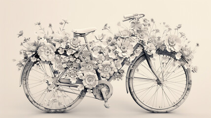 Bicycle adorned with flowers