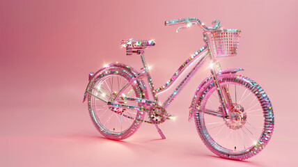 Bicycle with lights on pink background