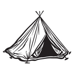 Flat tent logo icon, black vector illustration on white background