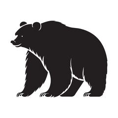 Simple grizzly bear icon logo, vector illustration on white background