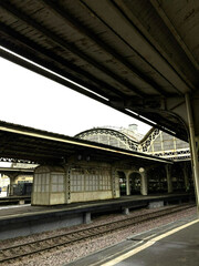 old railway station. railway platform.