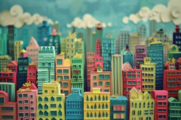 Obraz premium A colorful city with numerous buildings, perfect for urban-themed designs