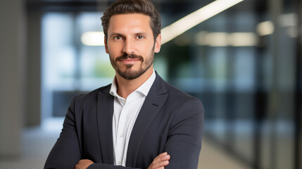 Fototapeta premium Confident Businessman in Modern Office Setting
