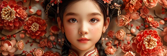 Generate an image celebrating Han Chinese culture showcasing traditional attire customs and cultural practices such as Chinese New Year celebrations.