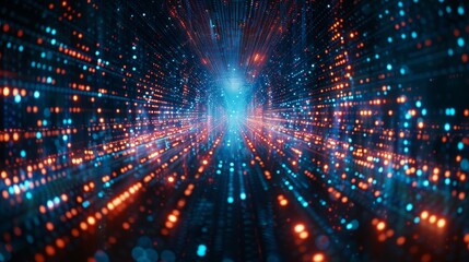 Naklejka premium Abstract Data Stream in Cyber Tunnel