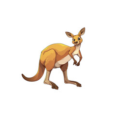 Joyful Kangaroo Cartoon Its Pouch Swaying, Cartoon Illustration