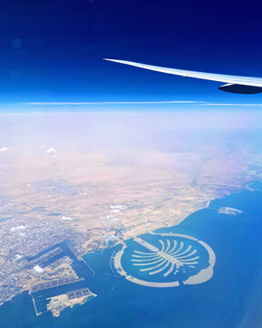 An ariel view of Palm Jabel ali Dubai.
