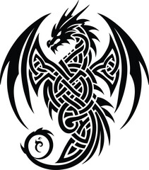 Obraz premium Celtic style dragon, vector illustration.