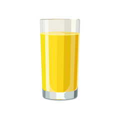 Full glass of yellow juice. Isolated vector summer drink for flat design
