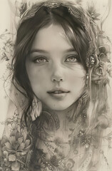 Enhance the beauty of this portrait with intricate details