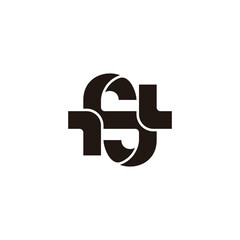 letter fh ambigram simple 3d flat logo vector