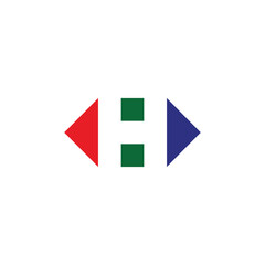 letter h arrows opposite directions logo vector
