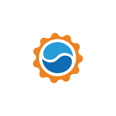 balance waves sun beach symbol logo vector