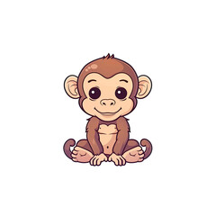 Obraz premium A Cute Baby Monkey Cartoon, Cartoon Illustration