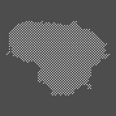 Lithuania map dot on gray background.  Dotted map of Lithuania for your web site design, app, UI. Vector eps 10.