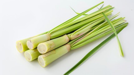 Fototapeta premium Fresh organic lemongrass, isolated on white background.