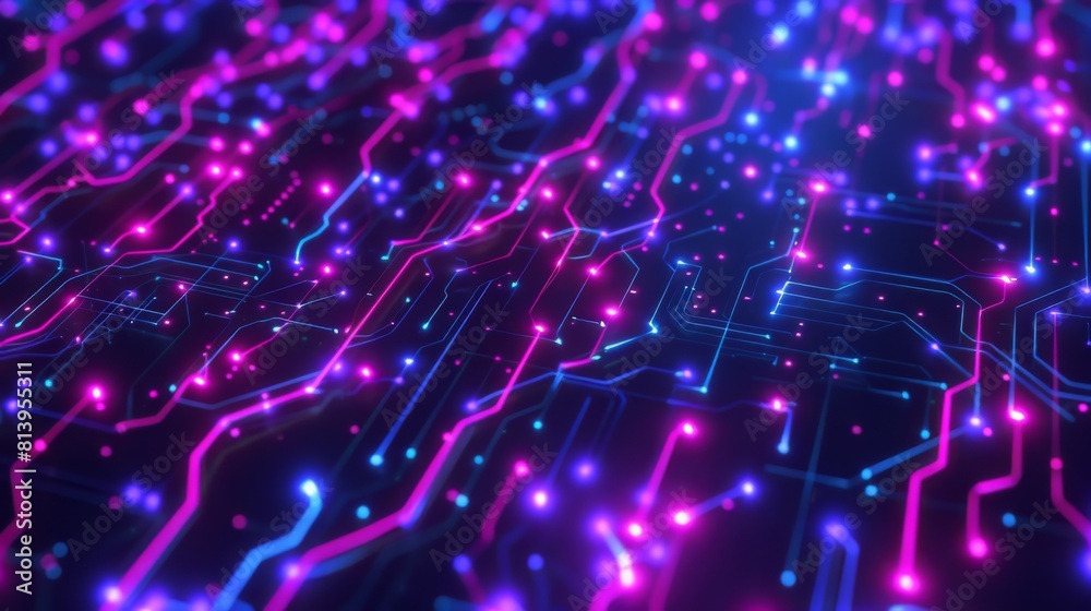 Poster abstract glowing circuit board with futuristic technology concept