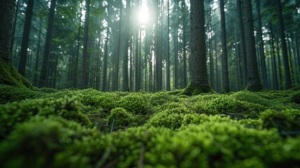 Charming moss forest landscape nature exploration