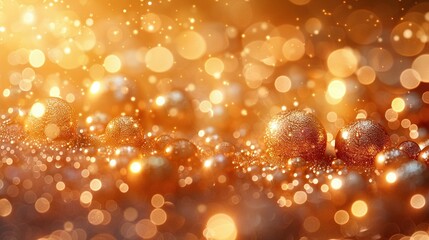   A cluster of glistening orbs resting amidst a hazy depiction of golden and scarlet tones