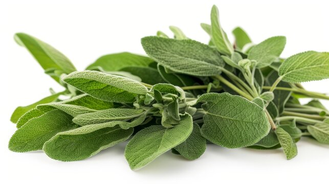 Fresh sage herb isolated on white background.